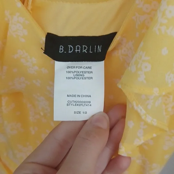 NWOT B. Darlin Bright Yellow Floral Ruffle Springtime Mini Dress Womans … - Picture 5 of 12